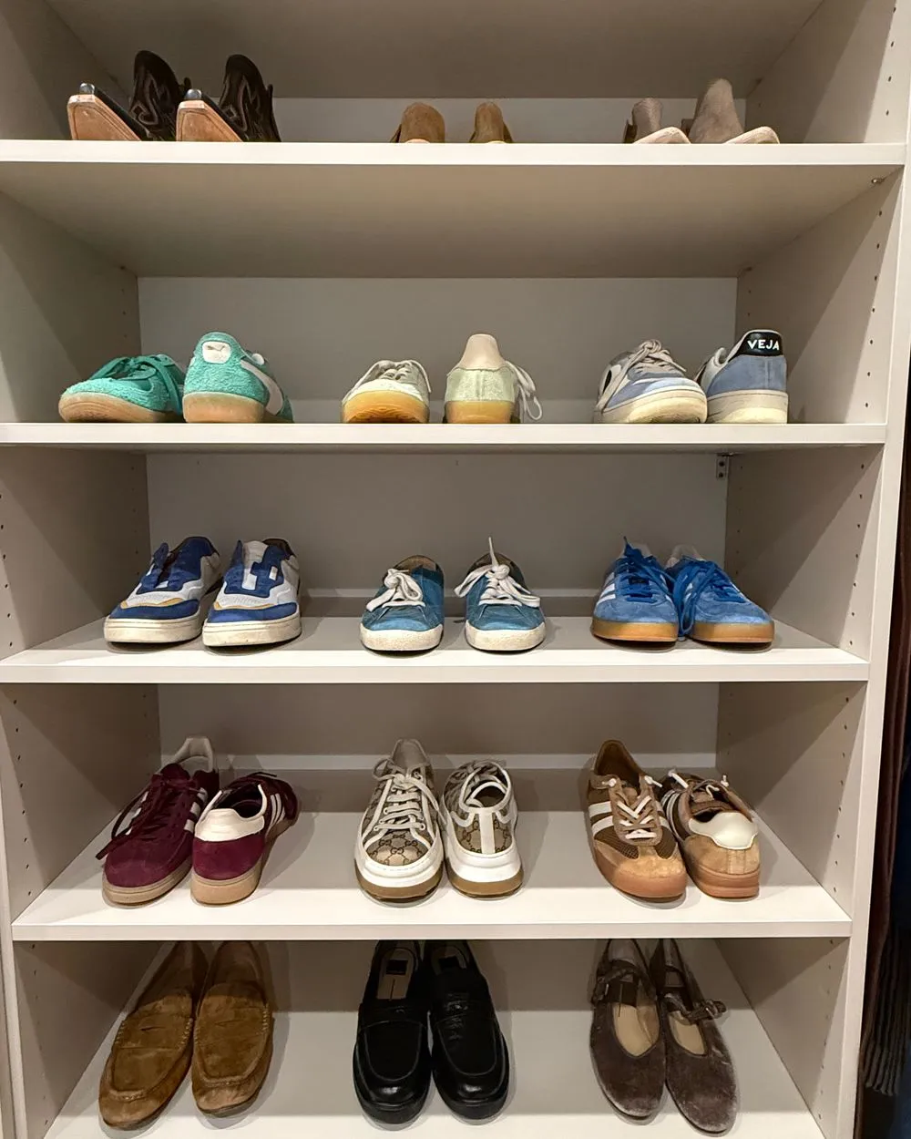 Organized shoe shelves